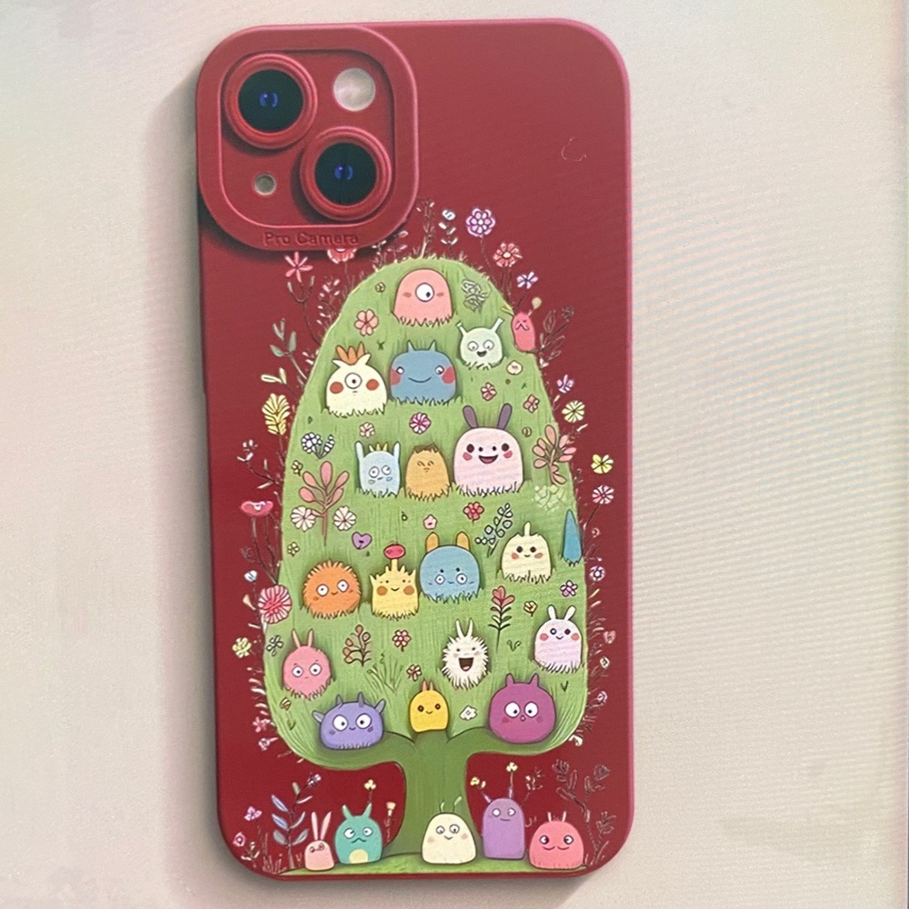 Red Cute Cartoon Tree Phone Case - Brand Unspecified